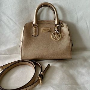 Michael Kors Small Gold Metallic Saffiano Leather Crossbody
